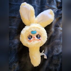 Baby Three fluffy Yellow Bunny Ear Mirror with special crying eyes no box